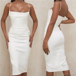 HOCB Anja Satin Corset Midi Dress